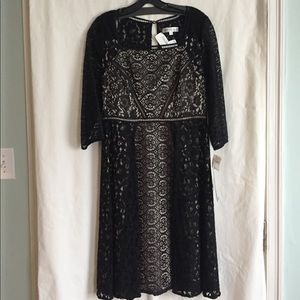 NWT Kay Unger black lace cocktail dress. Size 10